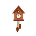 Cuckoo-clock. Cartoon vector illustration isolated on white background. Royalty Free Stock Photo